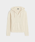 Linen-Cotton Popover Hoodie in Bisque