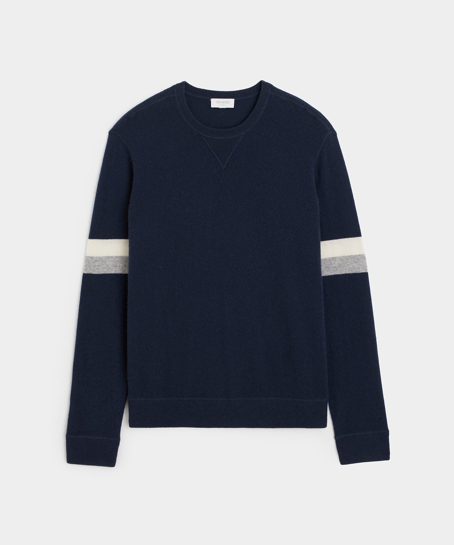 Arm Stripe Cashmere Sweatshirt in Navy