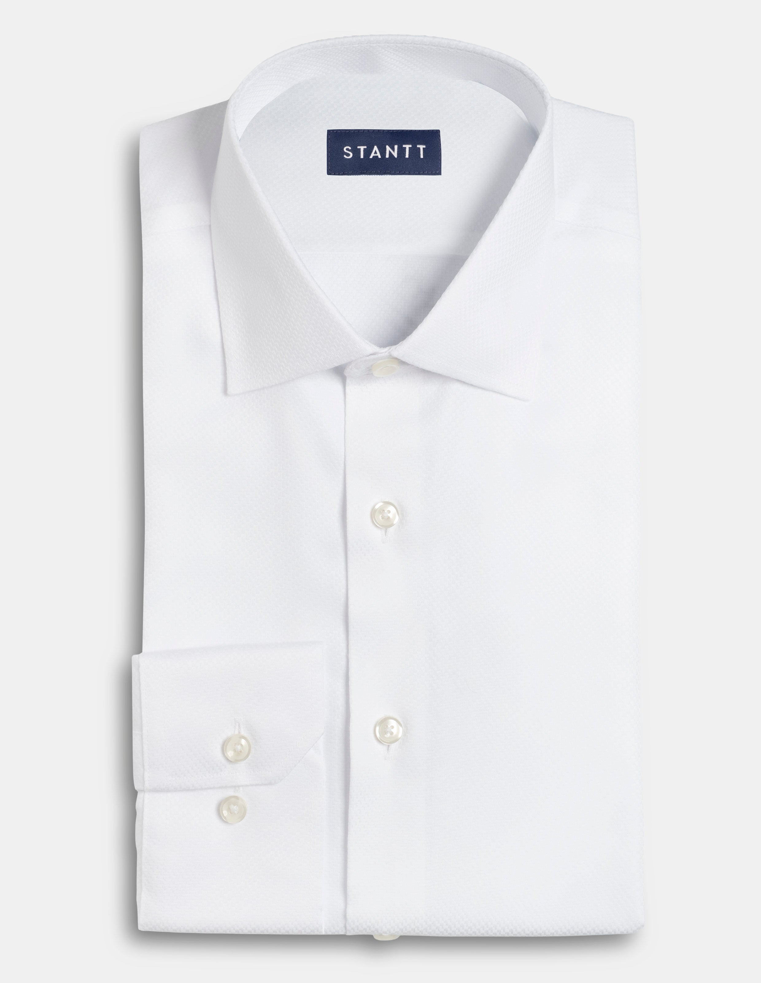 Wrinkle-Resistant Stretch Dobby - White