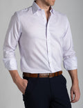 Wrinkle-Resistant Stretch Twill - Lavender Grid Check