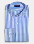 Wrinkle-Resistant Stretch Poplin - Reverse Navy Bengal