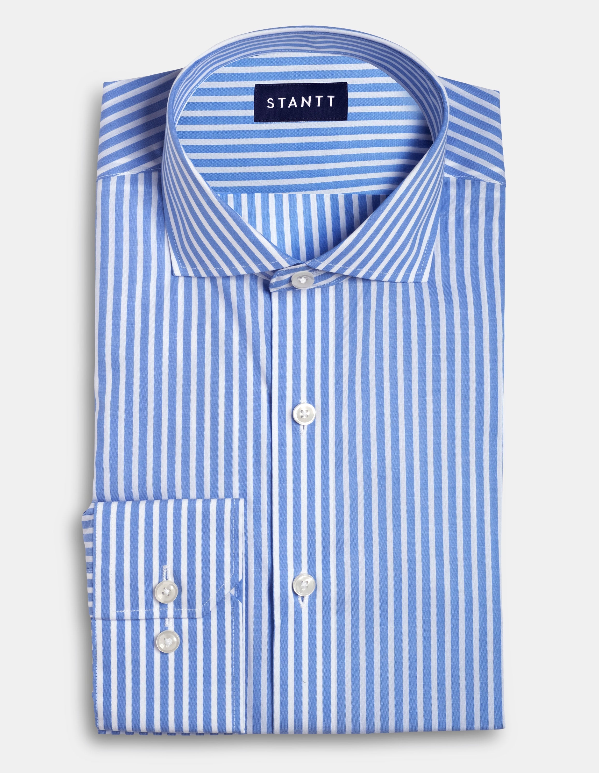 Wrinkle-Resistant Stretch Poplin - Reverse Navy Bengal
