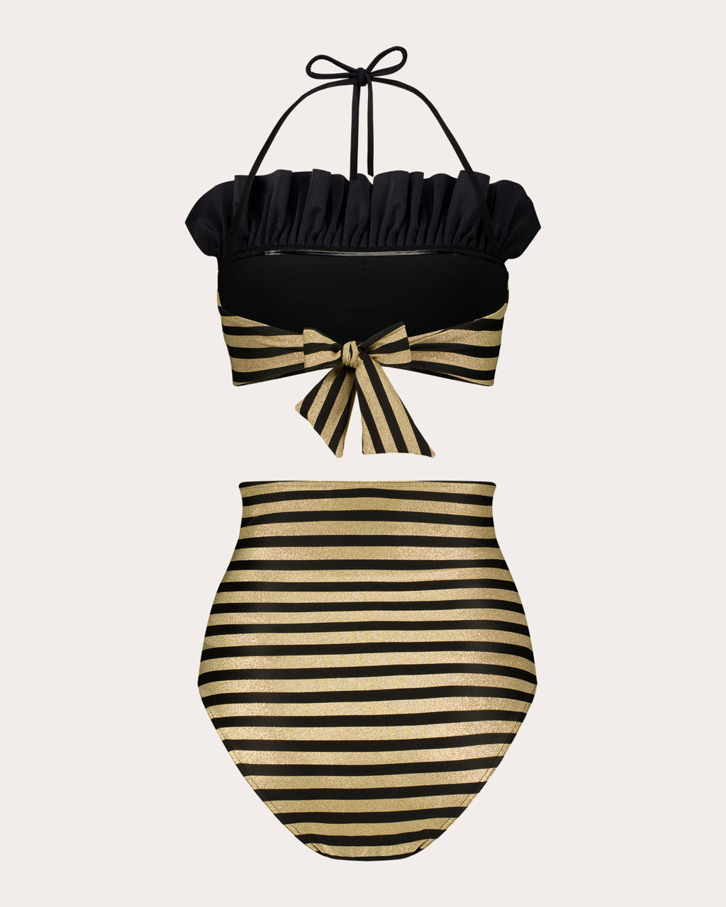 Sasha Stripe Ruffled Halter Bikini Top
