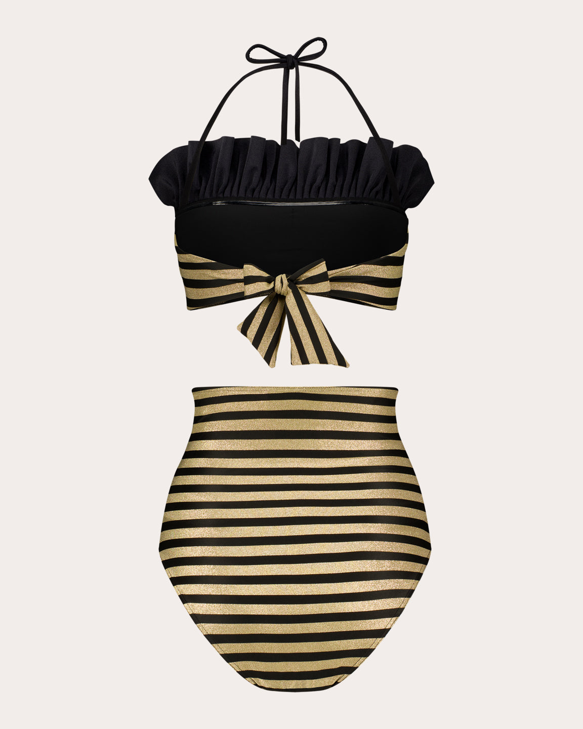 Sasha Stripe Ruffled Halter Bikini Top