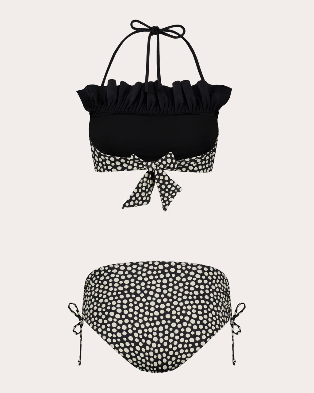 Sasha Polka Dot Ruffle Halter Bikini Top