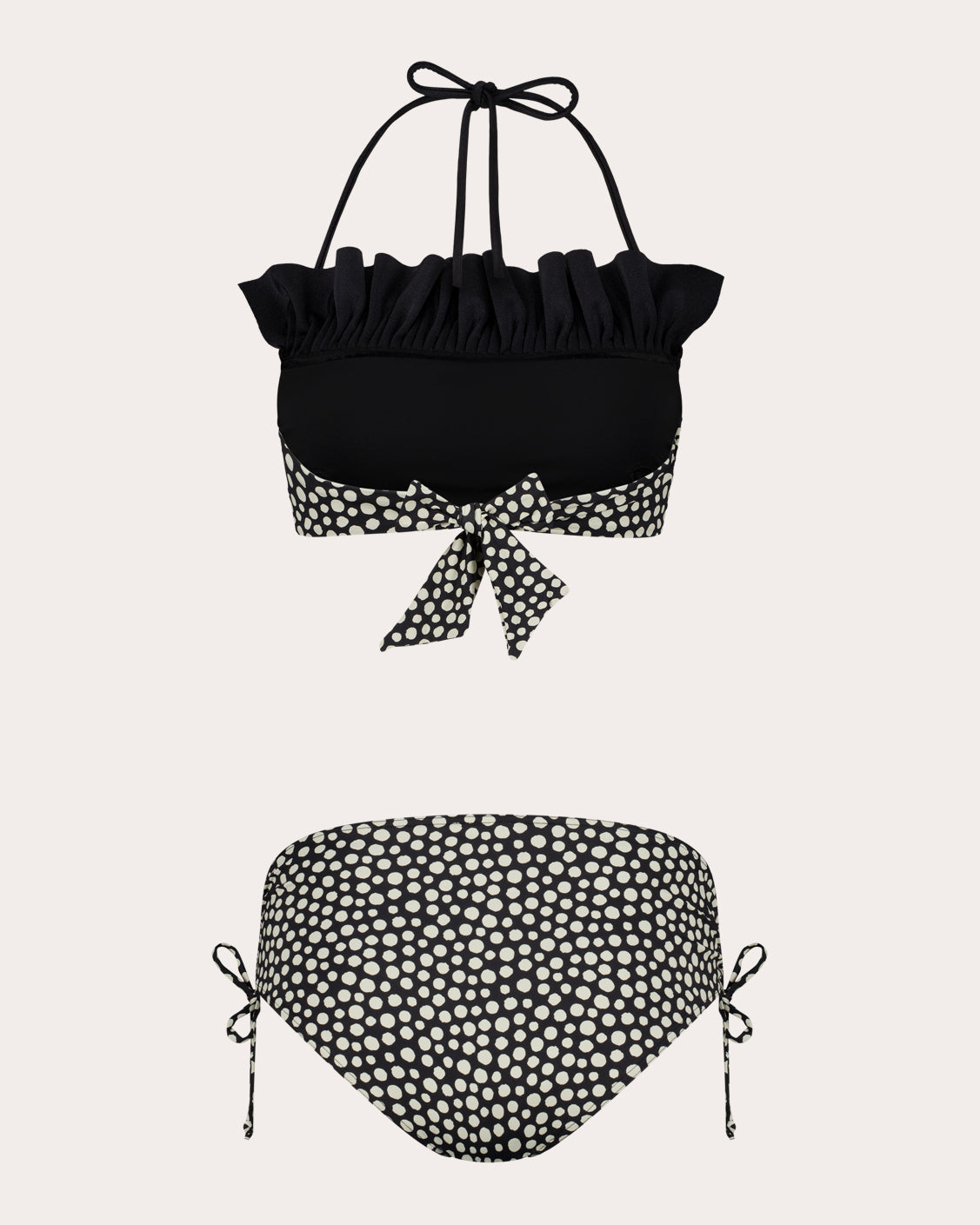 Sasha Polka Dot Ruffle Halter Bikini Top