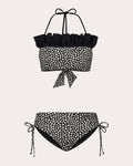 Sasha Polka Dot Ruffle Halter Bikini Top
