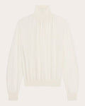 Ruched Wool-Silk Turtleneck
