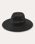 Kendra Crocheted Raffia Wide-Brim Fedora