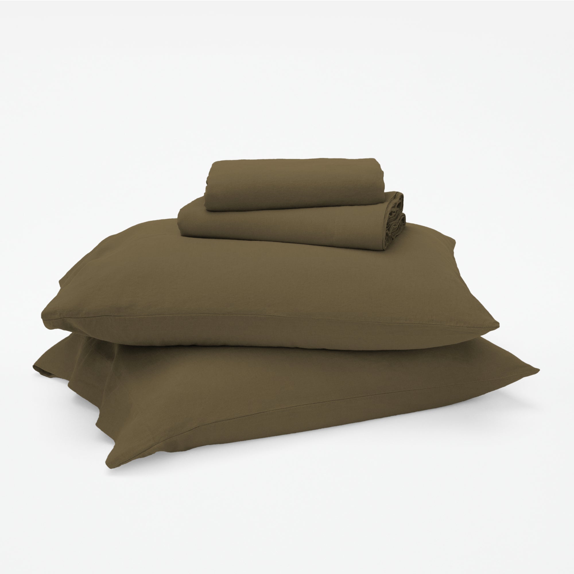 Linen-Cotton Blend Sheet Set - Martini Olive