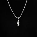 Simple Lightning Bolt Pendant in White Gold