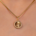 Small Cross Coin Pave Pendant in Gold