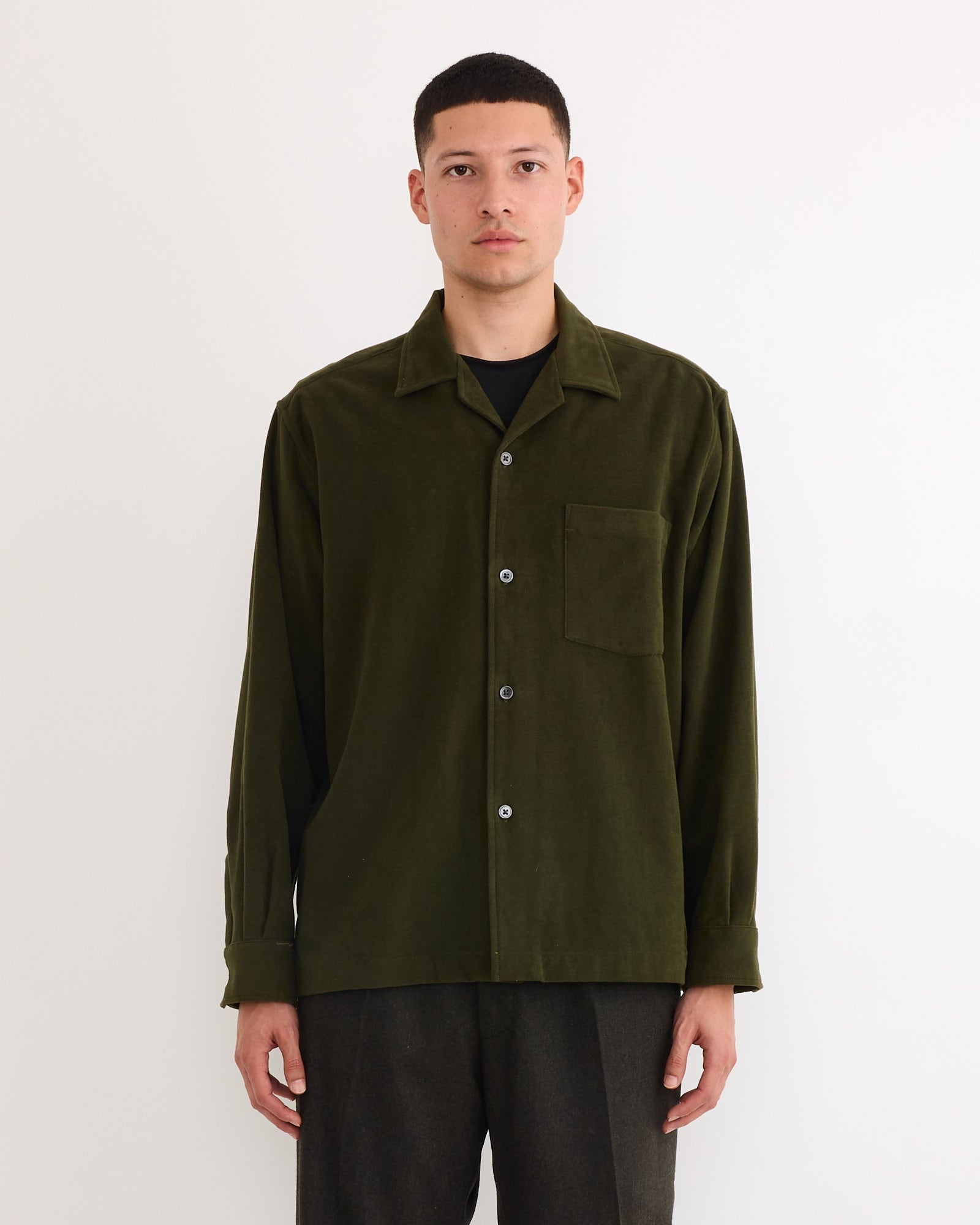 Evans Shirt in Moleskin Green