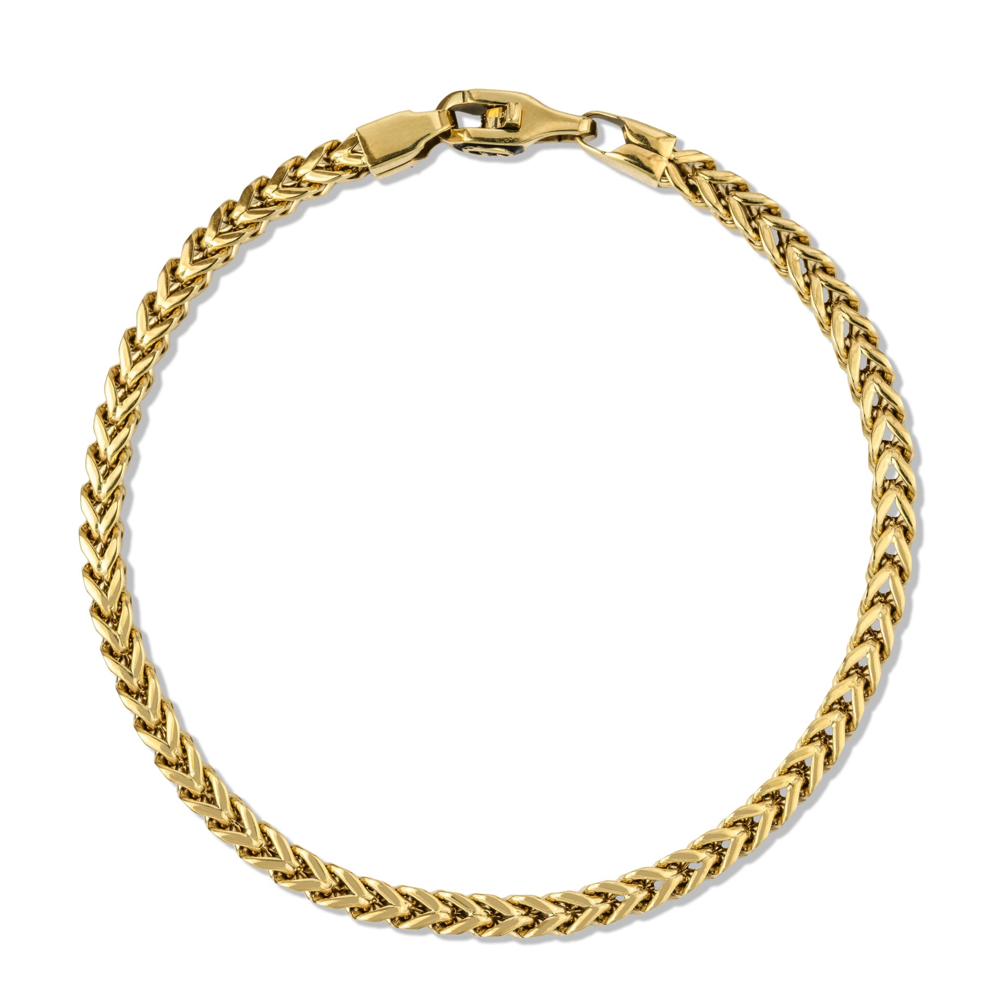 Franco Chain Bracelet in Hollow Yellow Gold - 4mm