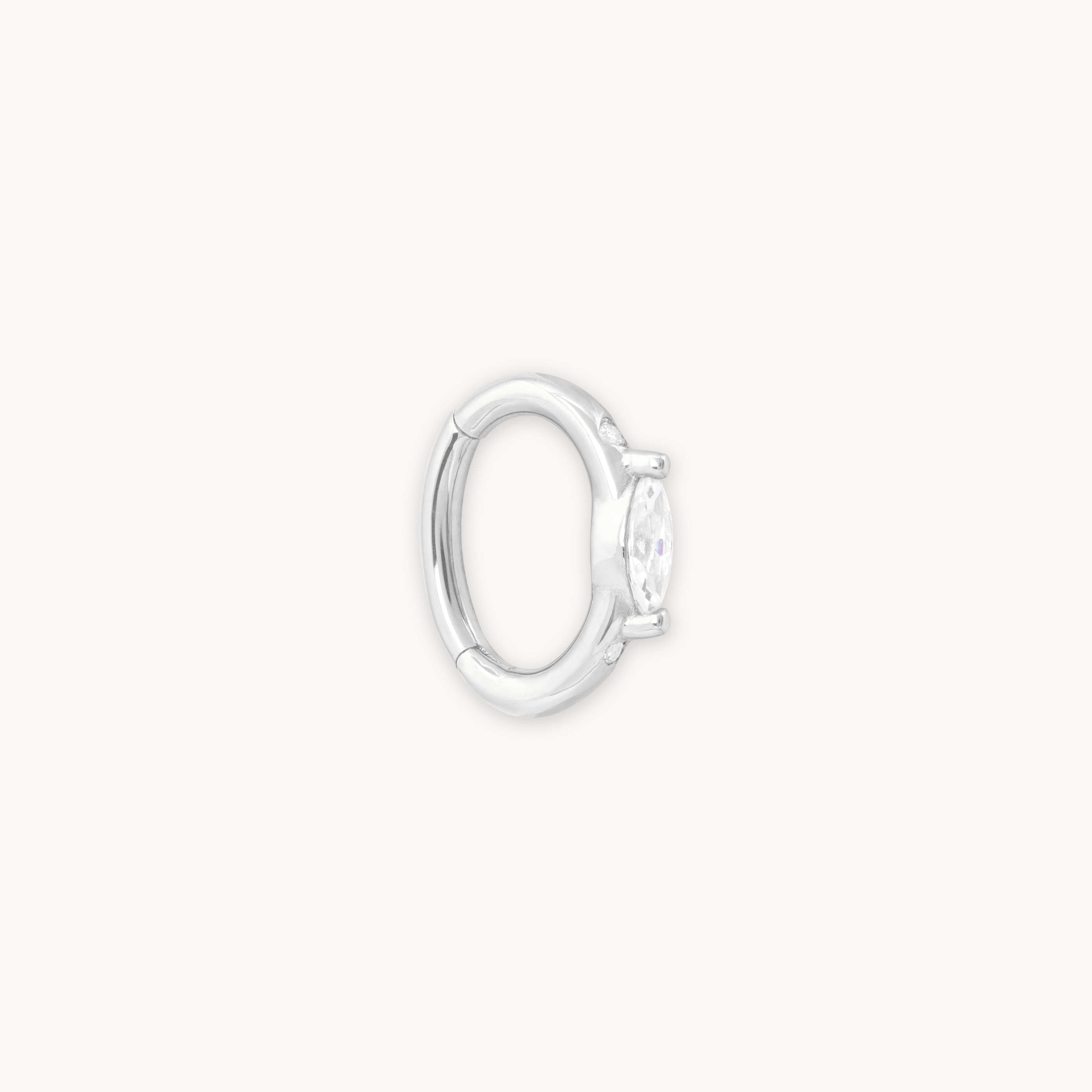 Solid White Gold Marquise Rook Hoop