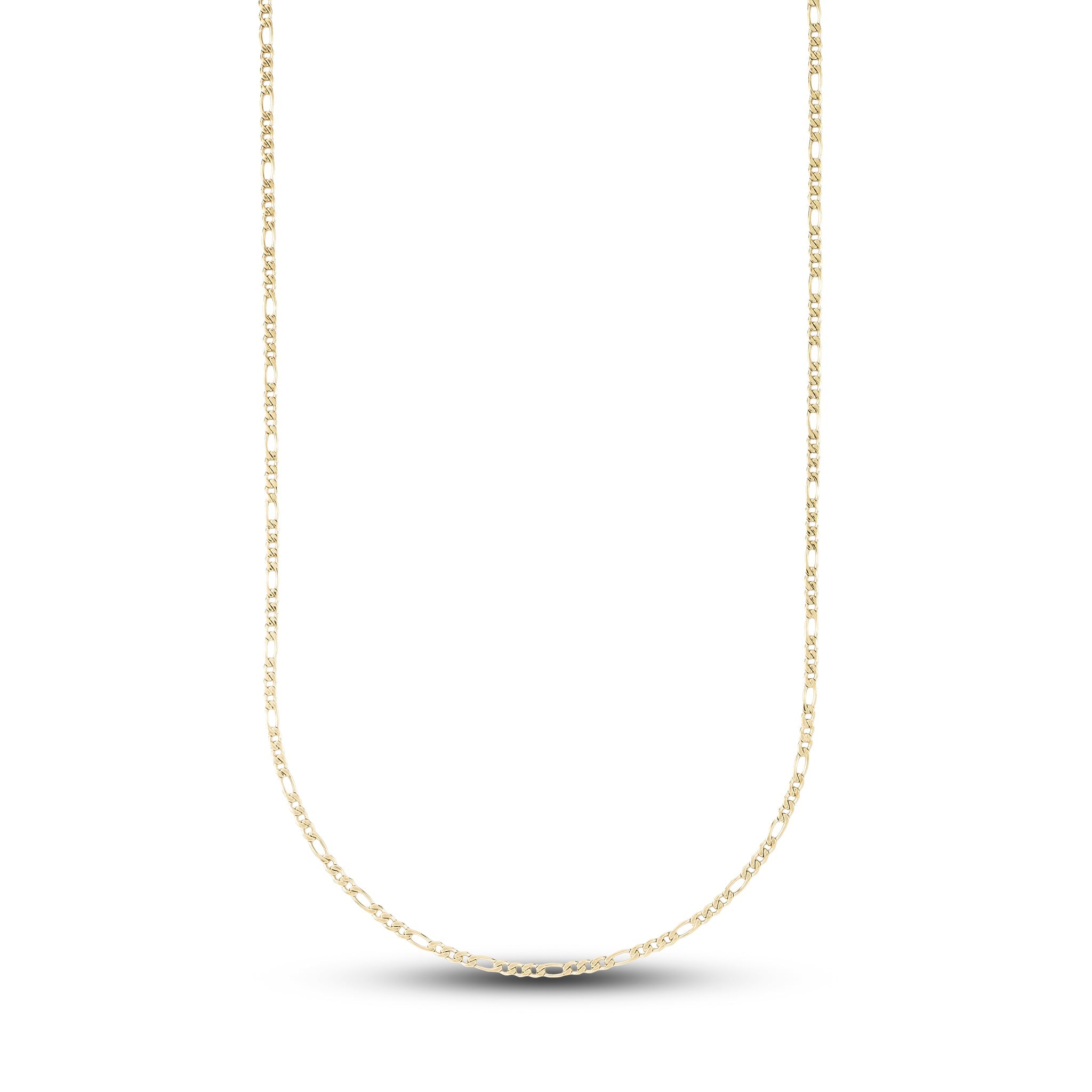 Figaro Chain in Hollow Yellow Gold - 2mm
