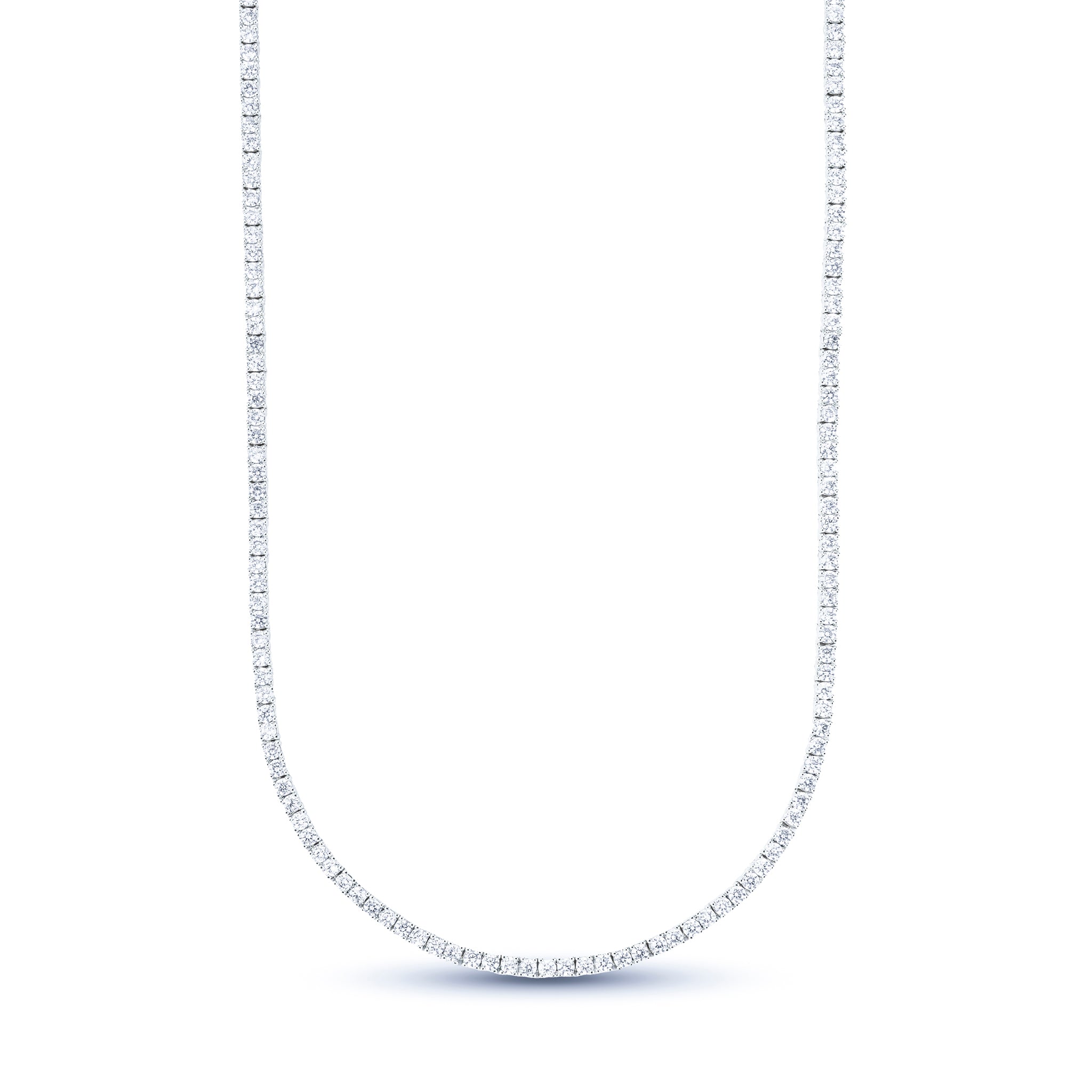 Women's Moissanite Diamond Tennis Necklace in White Gold Vermeil - 2mm
