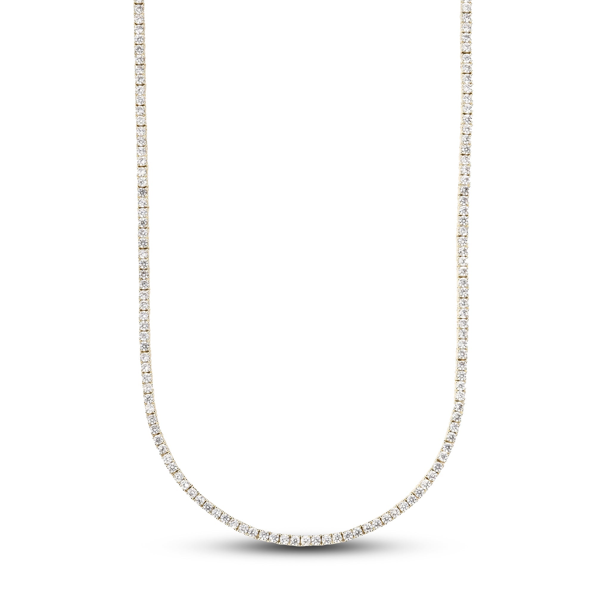 Women's Moissanite Diamond Tennis Necklace in Yellow Gold Vermeil - 2mm