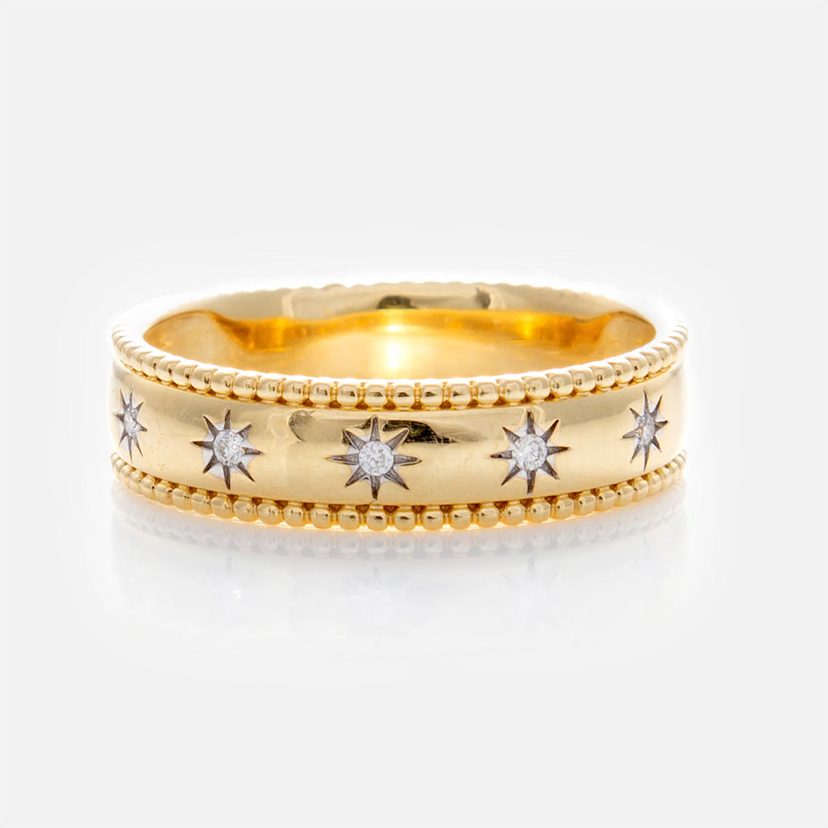 Solid Gold Bold Star Set Diamond Band