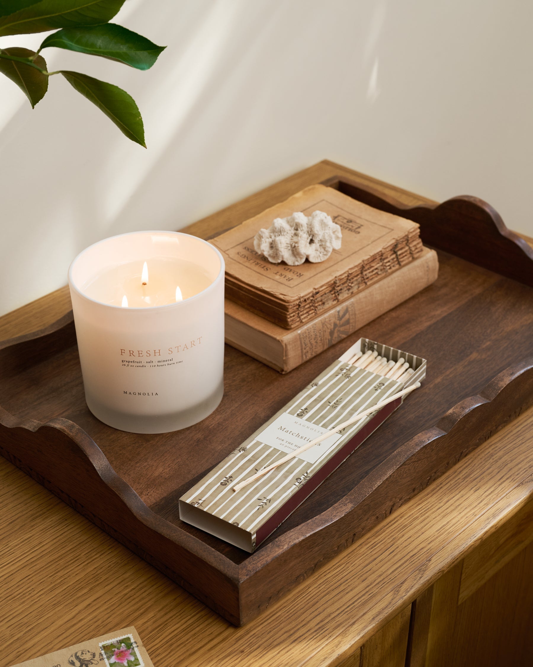 Caroline Carved Wood Scalloped Tray