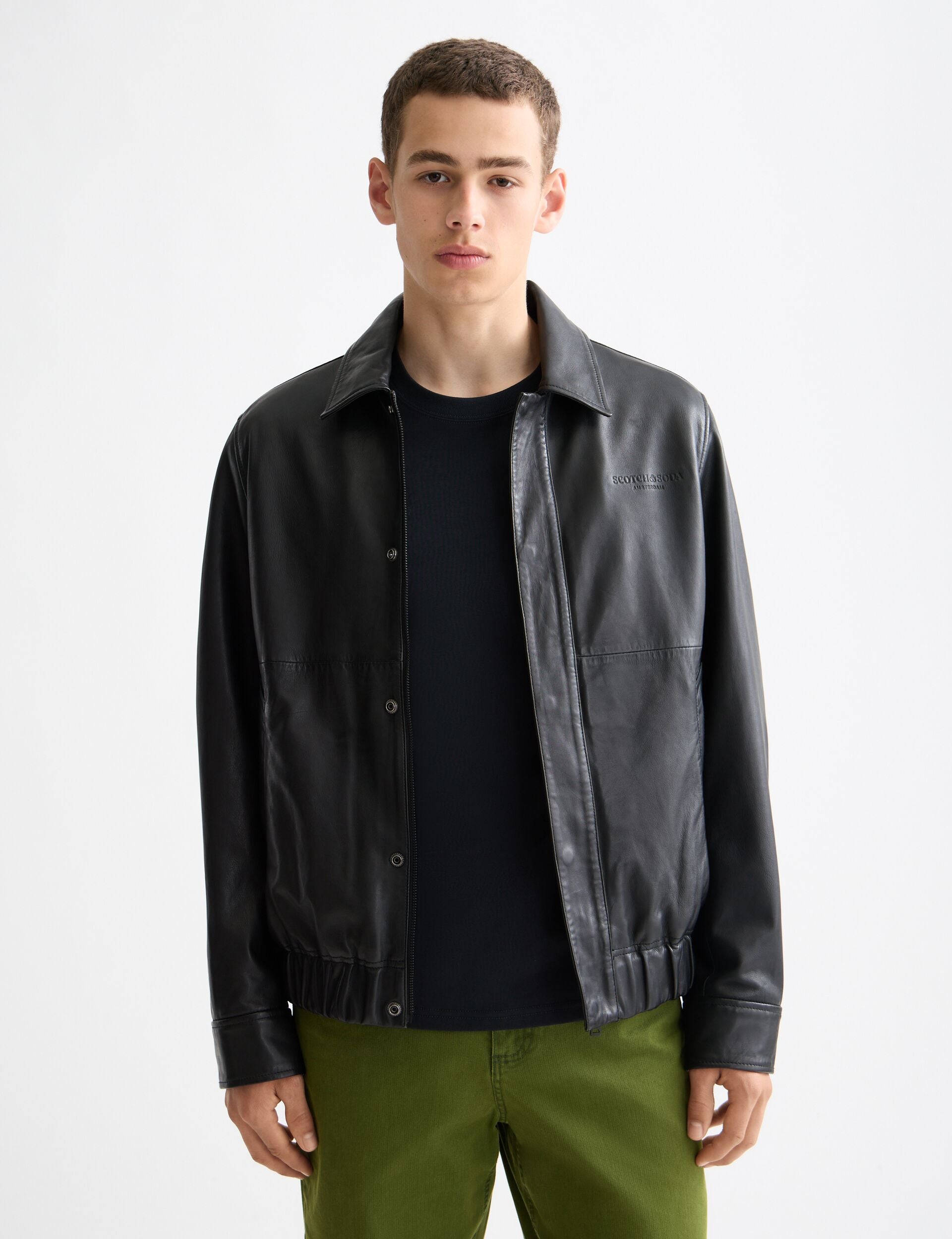 Boxy leather blouson
