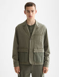Cotton-blend garment-dyed boxy fit blazer jacket
