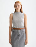 Metallic pointelle knitted tank