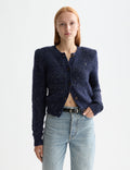 Metallic crew neck cardigan