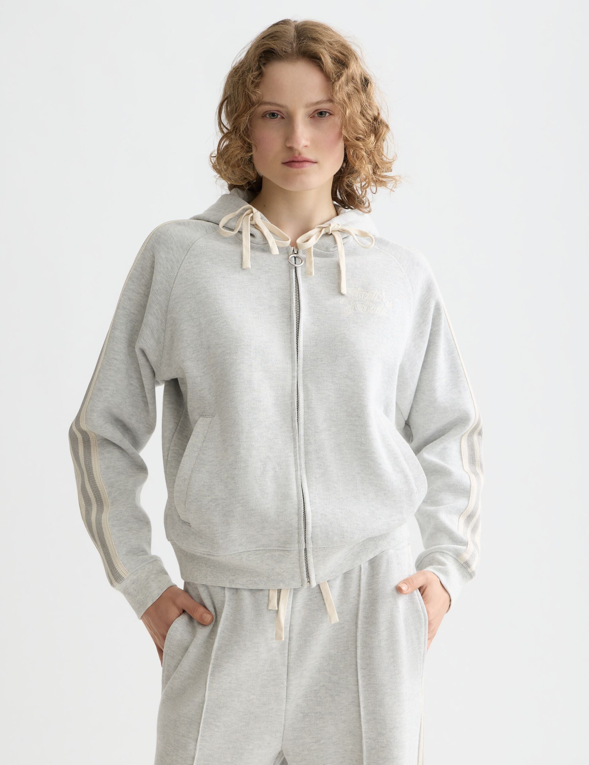 Zip through interlock hoodie