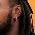 GLD Split Iced Hoop Earrings in White Gold