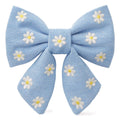 Daisy Embroidered Lady Dog Bow