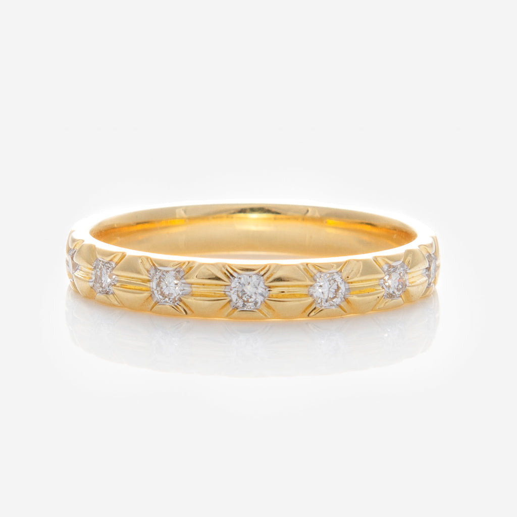 Solid Gold Vintage Inspired Diamond Band