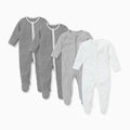 Stripey Zip-Up Sleepsuit 4 Pack