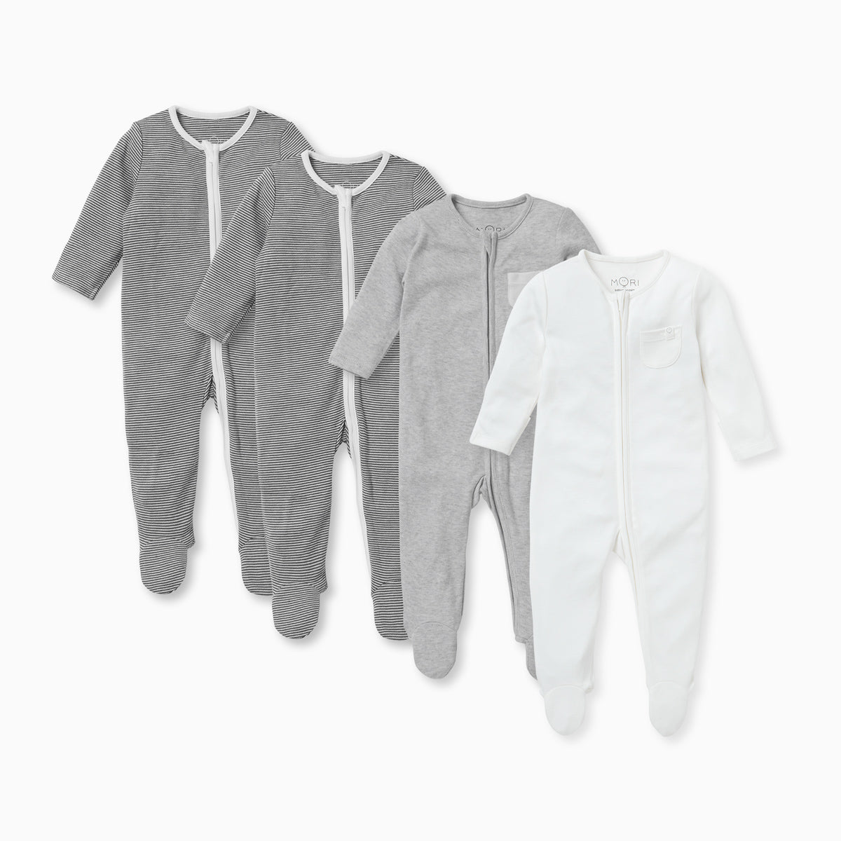 Stripey Zip-Up Sleepsuit 4 Pack