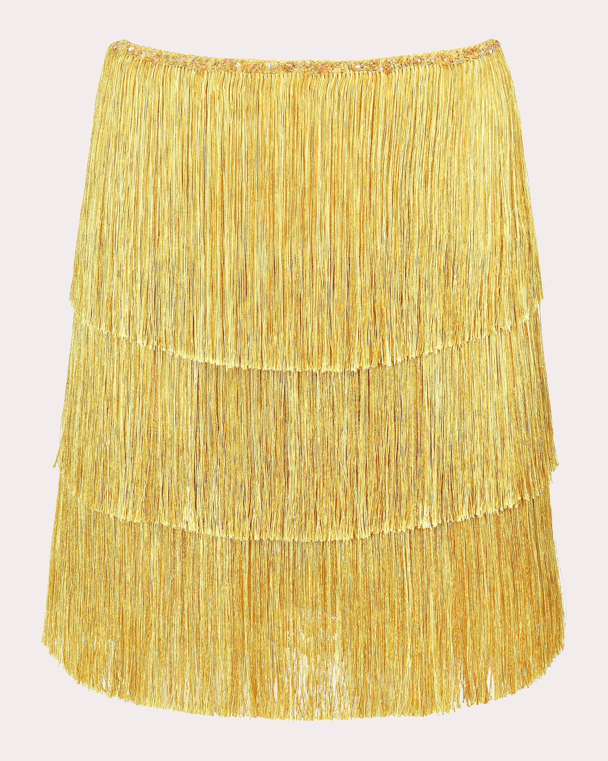 Sunlight Silk Fringe Tiered Mini Skirt