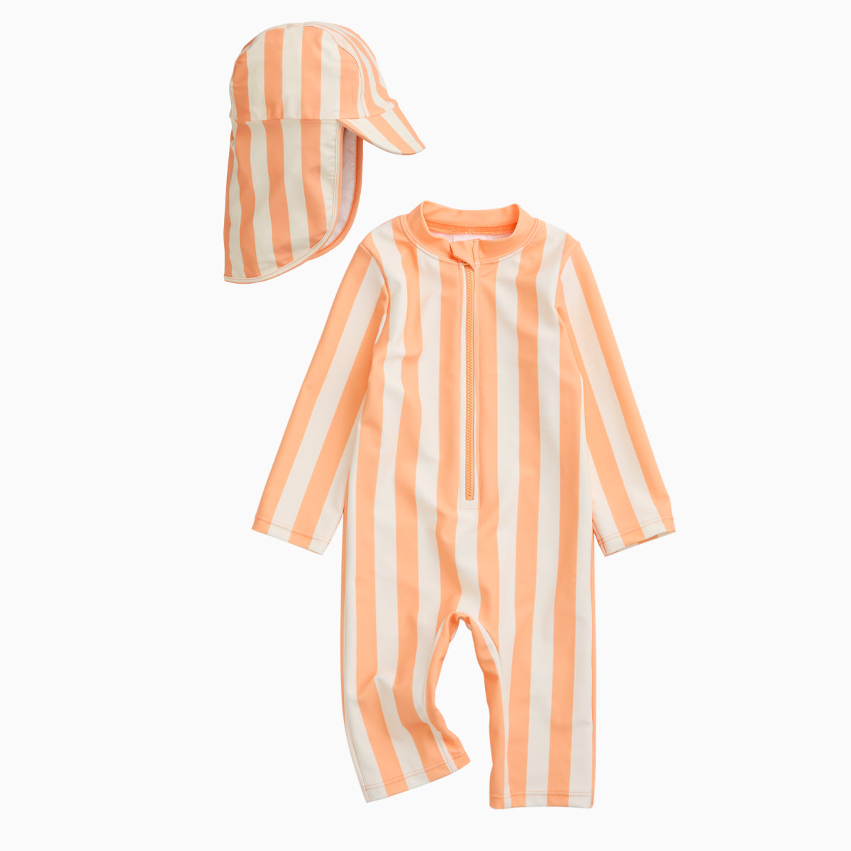 KIDLY by MORI Sunsafe Swimsuit & Hat - Orange Stripe