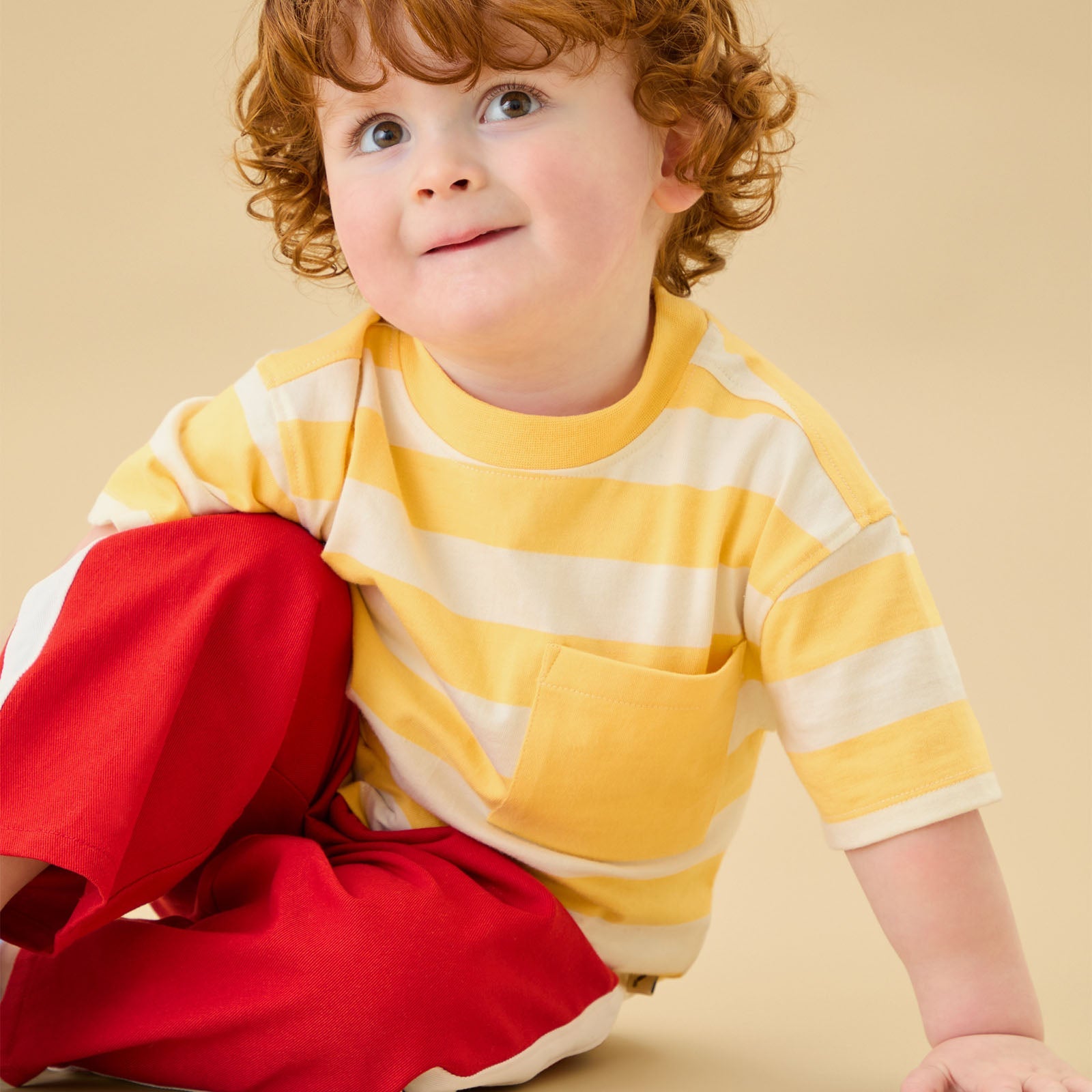 KIDLY by MORI Striped Cotton T-Shirt - Yellow Stripe