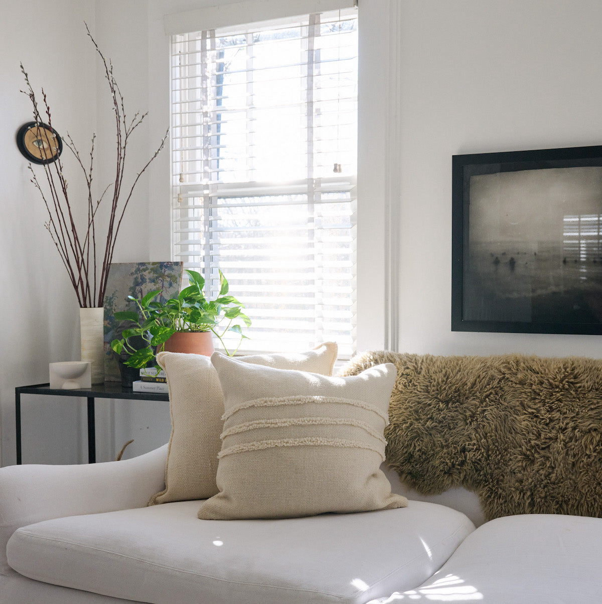 Fringe Wool Pillow, 22 x 22