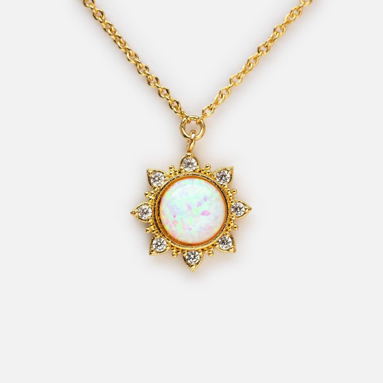 White Opal Sun Necklace