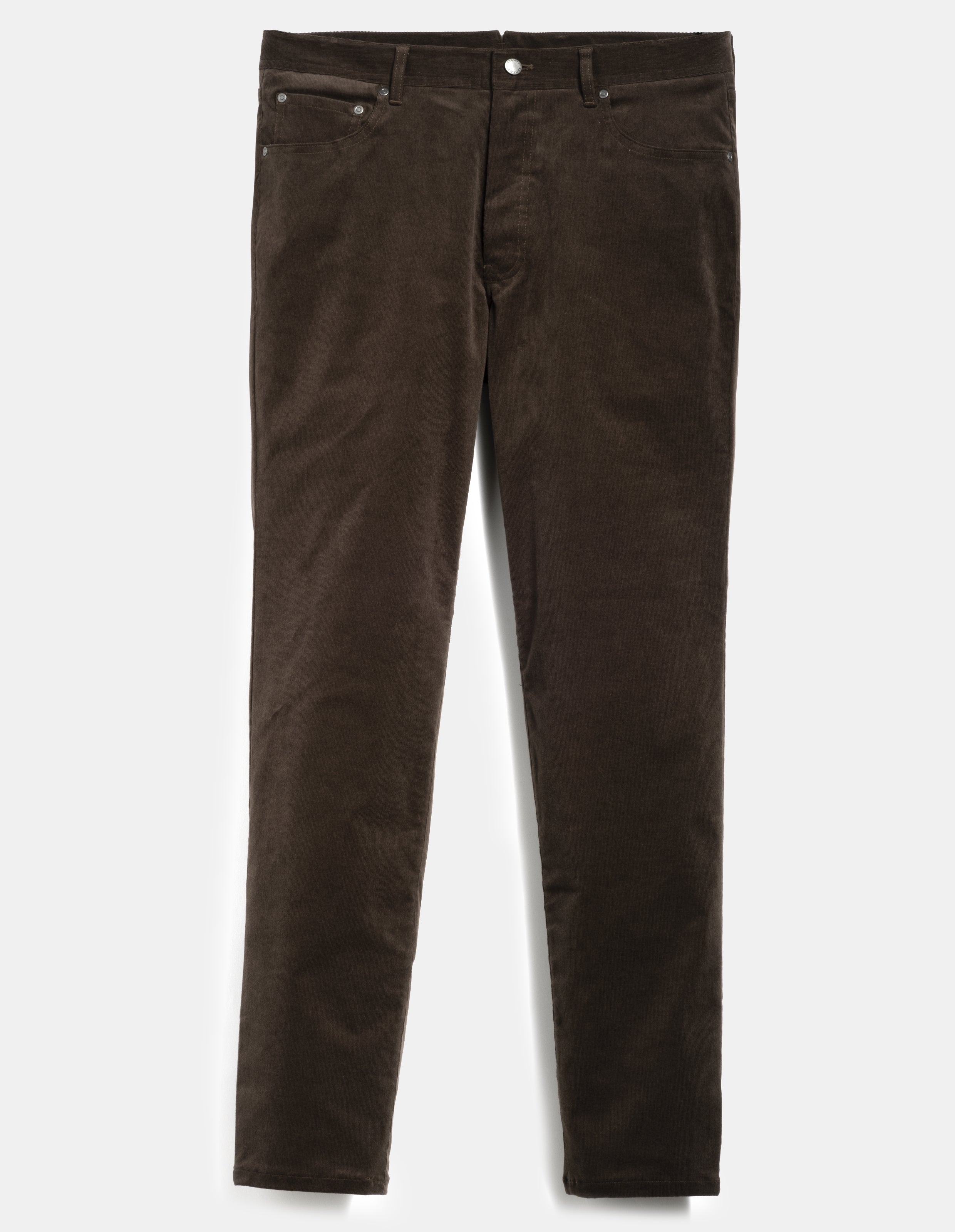 Stretch Corduroy Five Pocket  - Mini Ribbed Brown