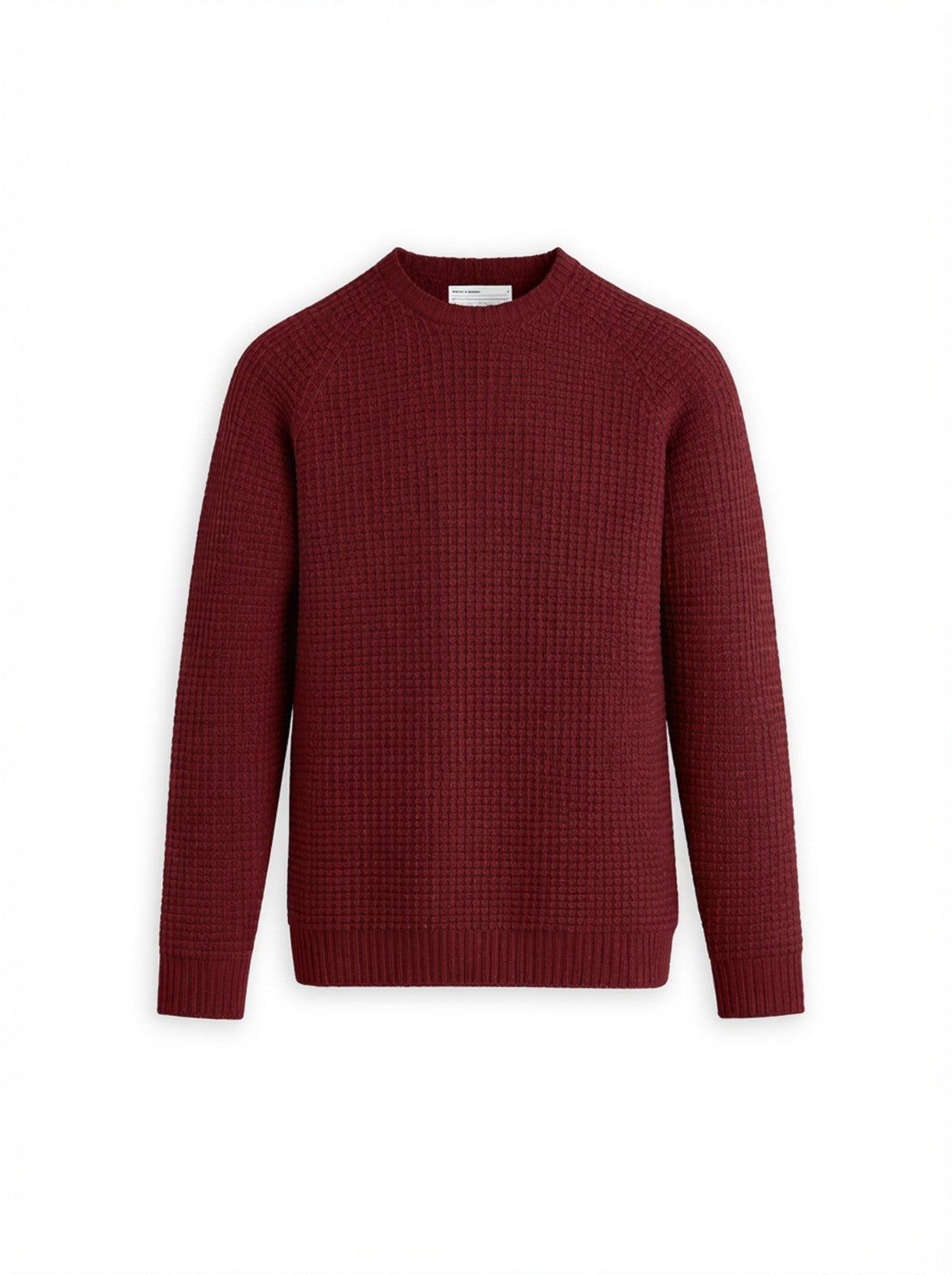 Men's Travel Merino Lightweight Waffle Crewneck - Deep Red