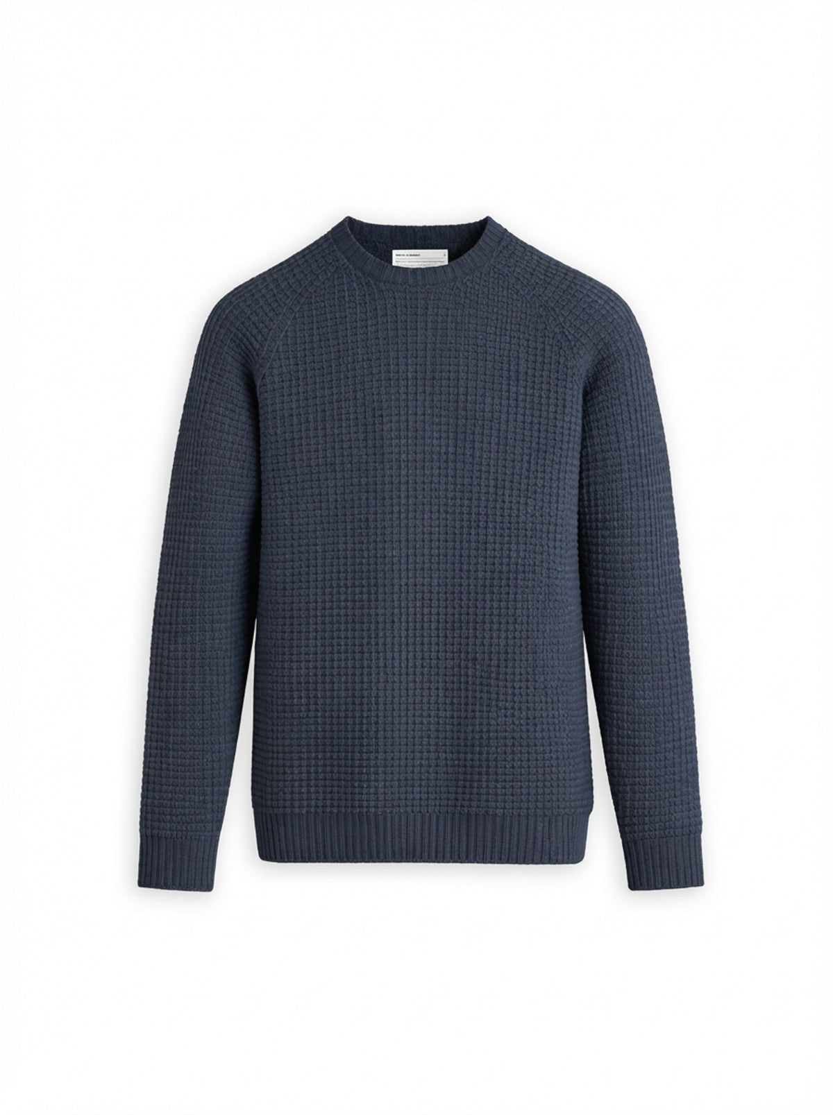 Men's Travel Merino Lightweight Waffle Crewneck - Denim Blue