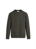 Men's Travel Merino Lightweight Waffle Crewneck - Dark Green Brown