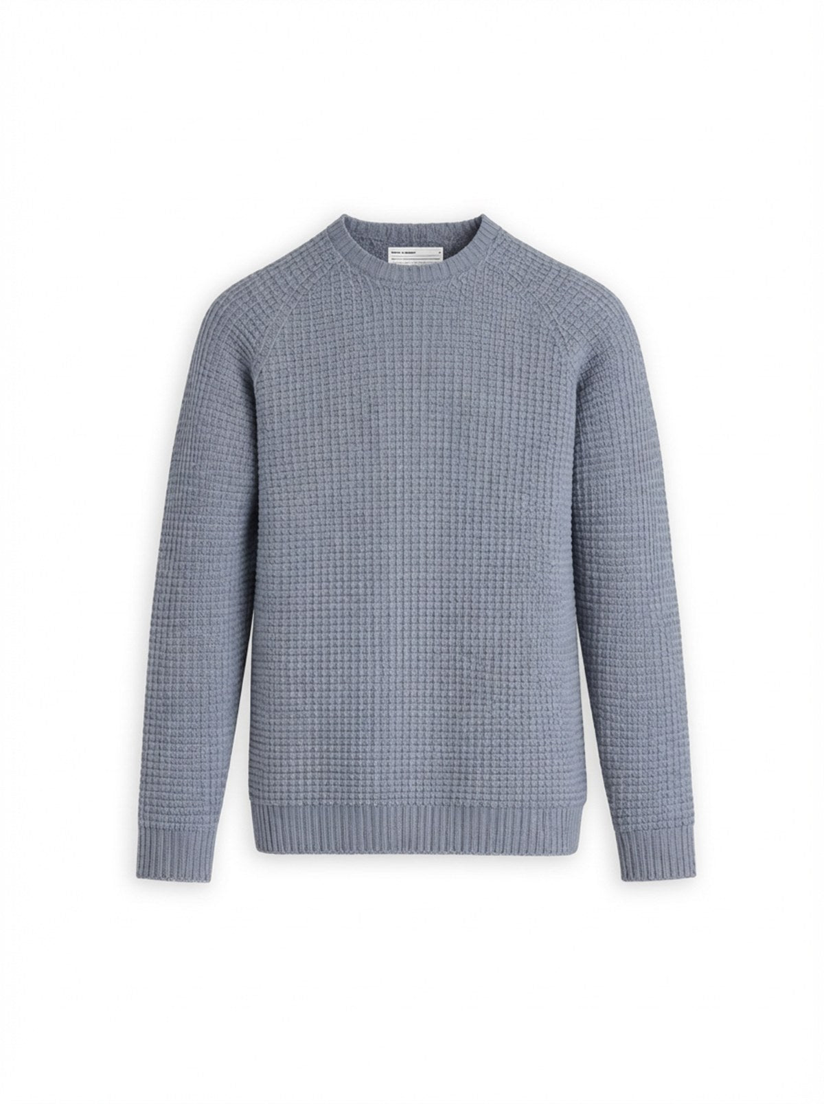 Men's Travel Merino Lightweight Waffle Crewneck - Light Blue