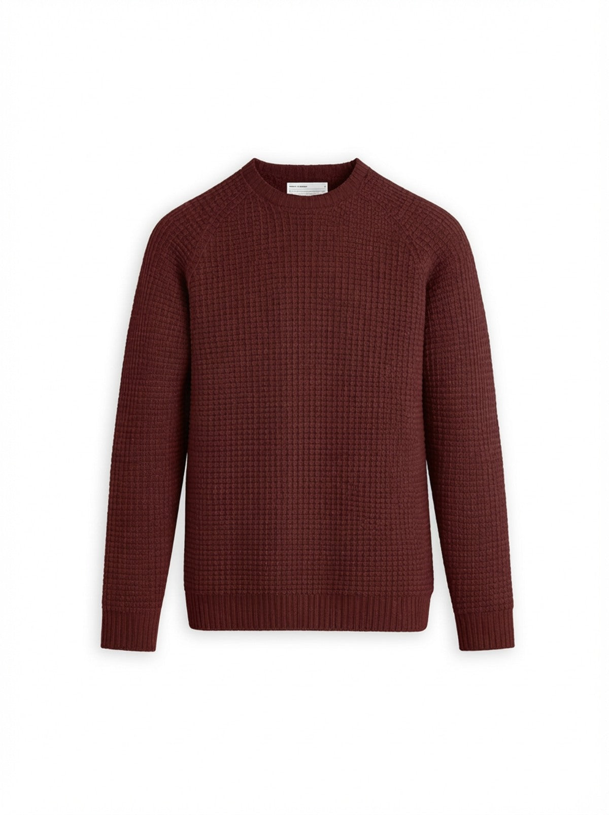 Men's Travel Merino Lightweight Waffle Crewneck - Merlot