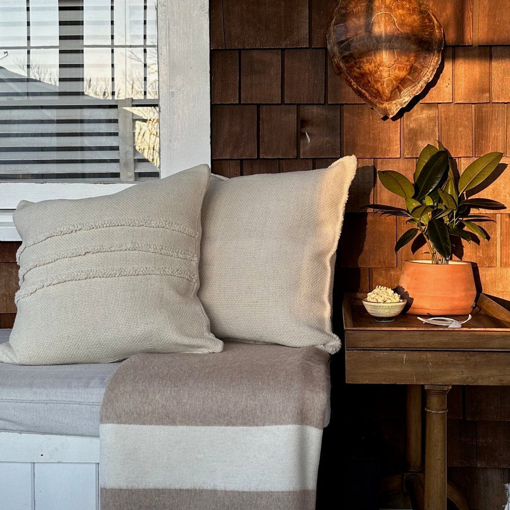 Siempre Throw, Beige with Ivory Stripe