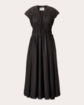 Ceres Gathered Cotton-Poplin Midi Dress