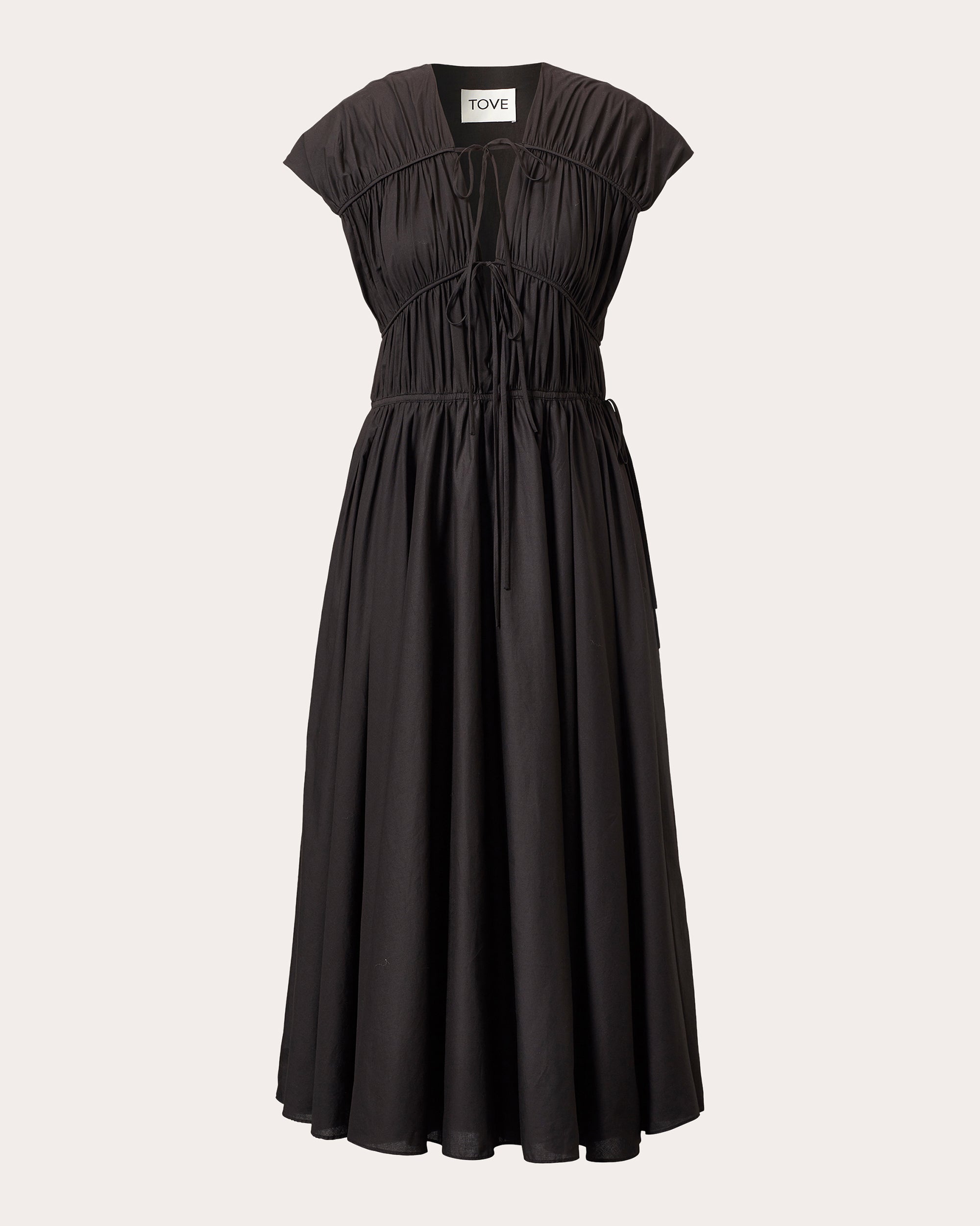 Ceres Gathered Cotton-Poplin Midi Dress