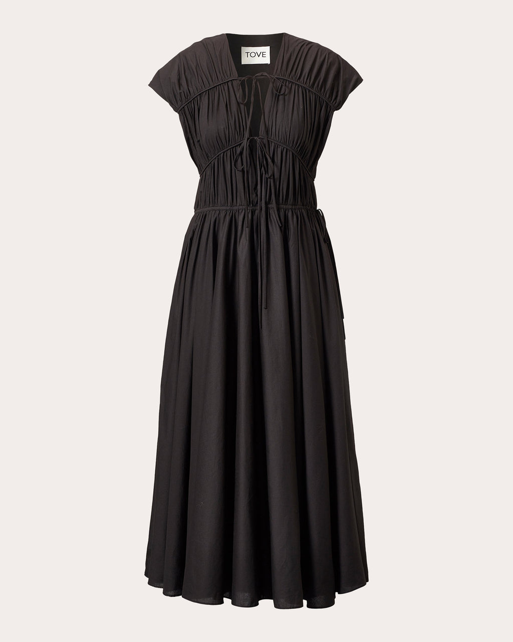 Ceres Gathered Cotton-Poplin Midi Dress