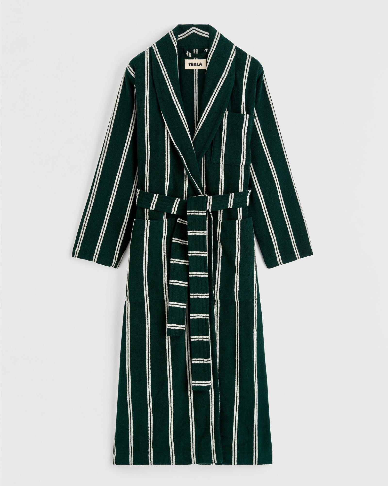 Classic Bathrobe in Forest Green Stripes